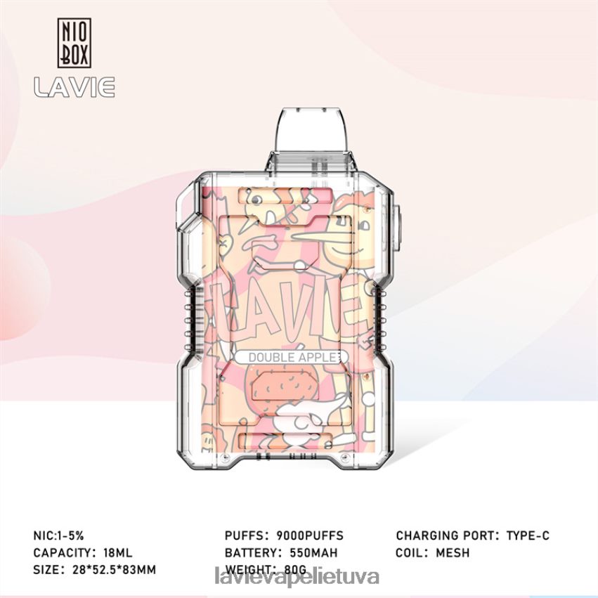 N226RV195 Lavie Vape Price | dvigubas obuolys LAVIE NIO BOX 9000 išpūtimų